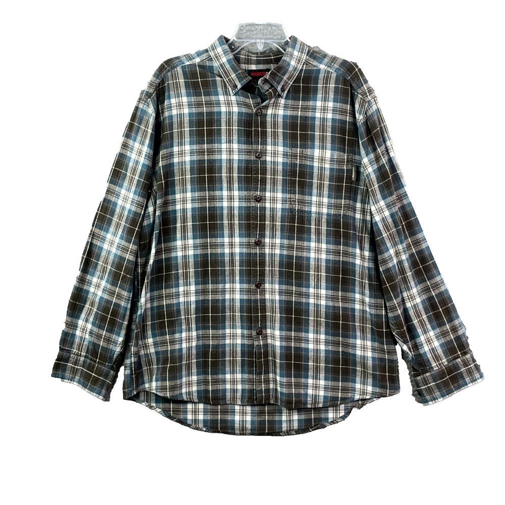 Wolverine Flannel Shirt Men XL Plaid Button Down Classic Gorpcore Outdoor Hiking